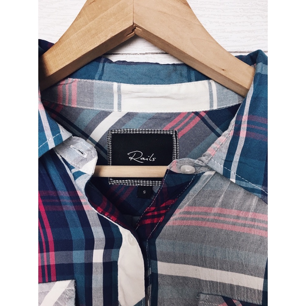 Rails | Carmen Plaid Button Down Shirt in Blue - Picture 6 of 7